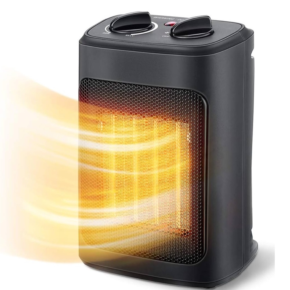 Compact Black Space Heater with Adjustable Modes